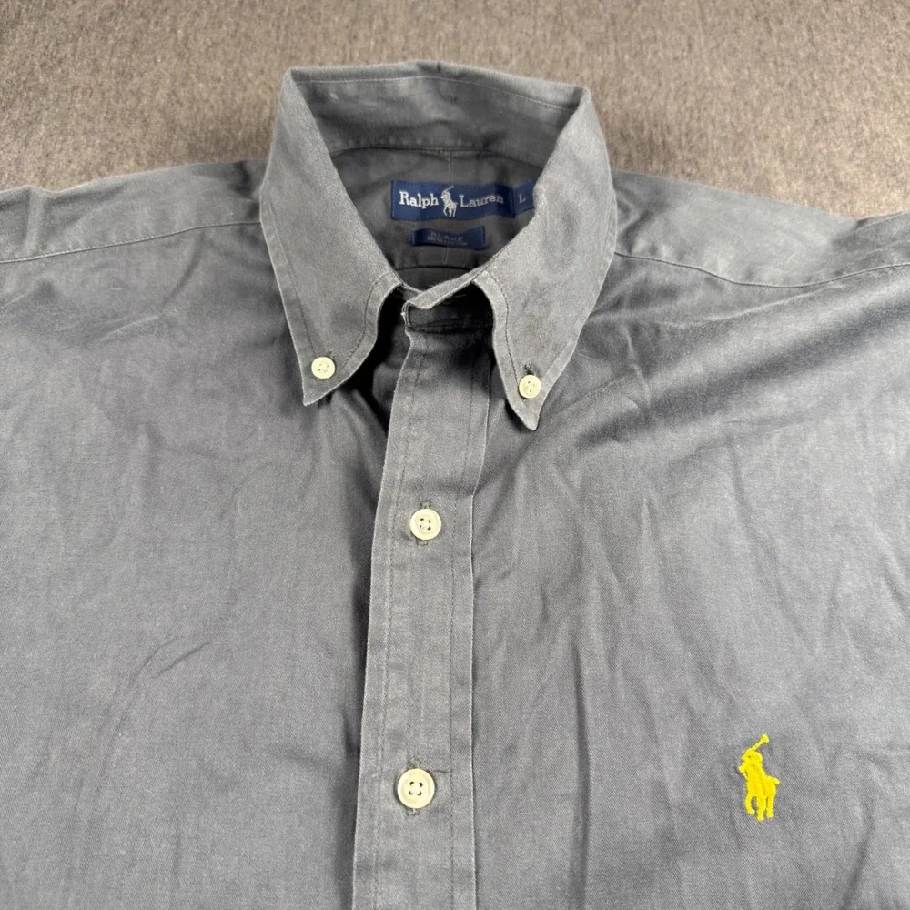 Polo Ralph Lauren Blake Shirt Mens Large Grey Long Sleeve Cotton‎ Button Down L